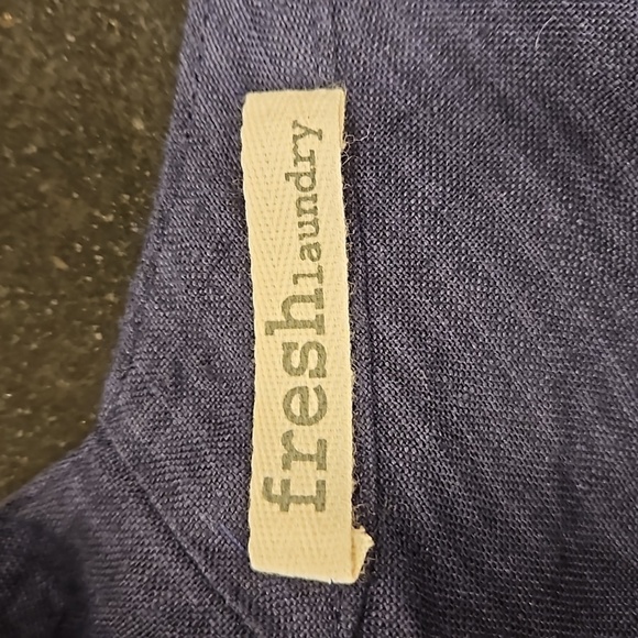 💕FRESH LAUNDRY💕 100% Linen Cropped Wide Leg Jumpsuit Blue Large *Flawed* NWOT - Picture 7 of 16